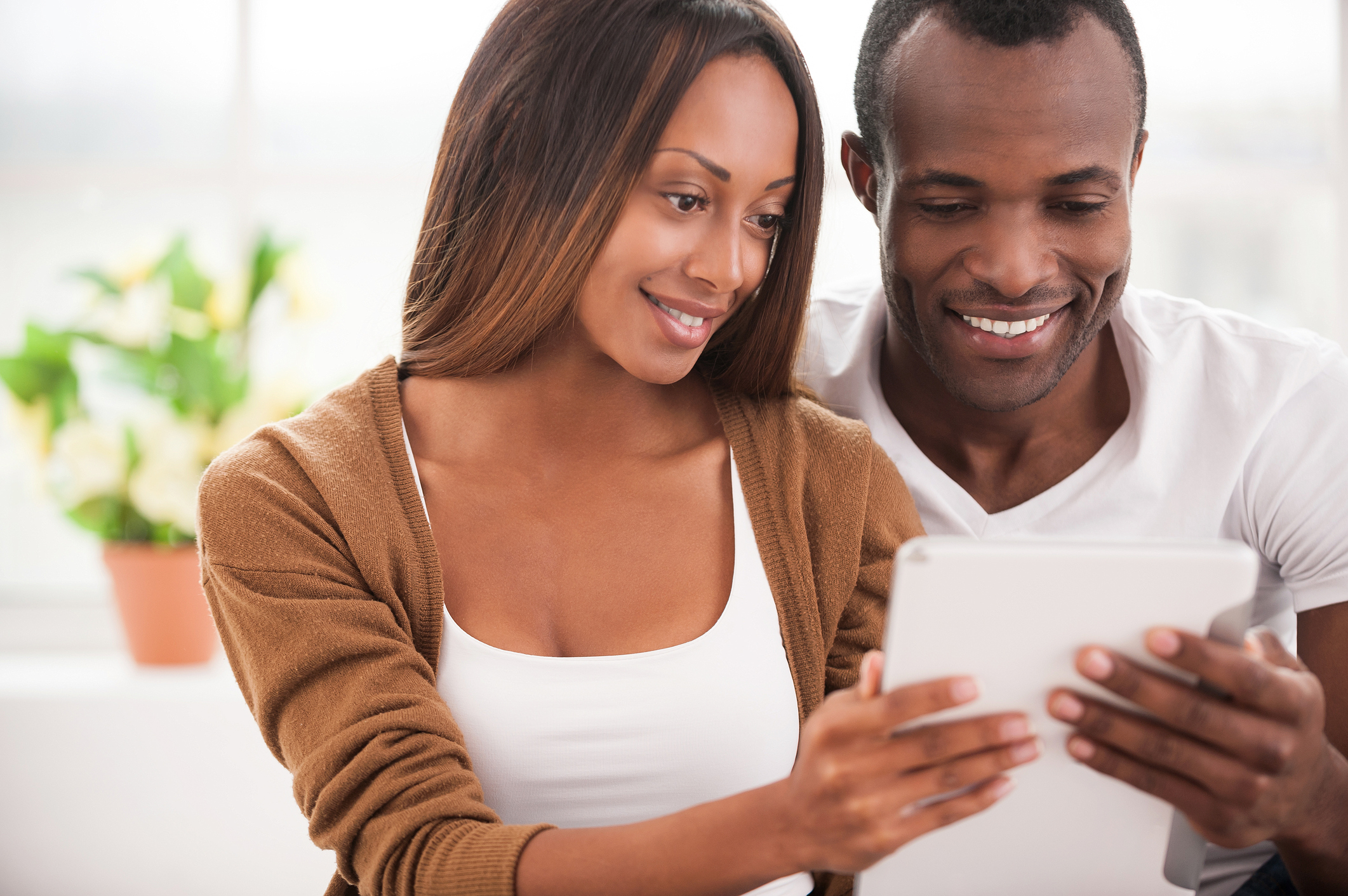Couple reading document